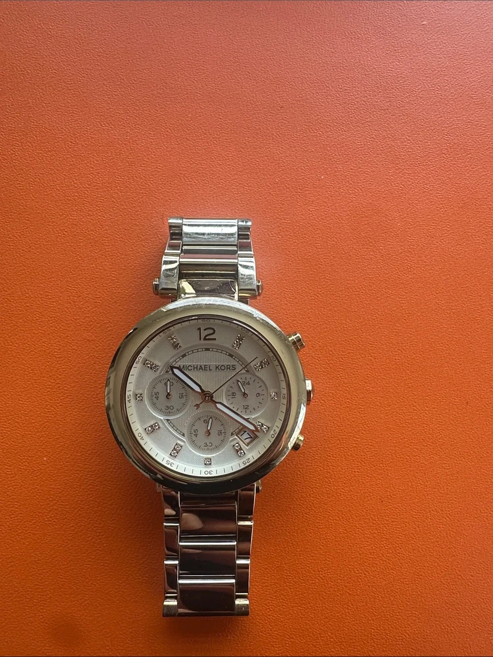 Michael Kors Silver-Tone Men's Chronograph Watch with Crystal Accents